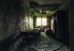 abandoned hotel room